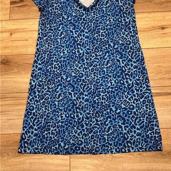 Lilly Pulitzer Etta Dress SZ Medium Oyster Bay Blue My Favorite Spot Pom V Neck - Picture 3 of 12